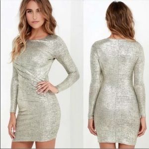 Lulus “Luxe of my Life” gold long sleeve dress